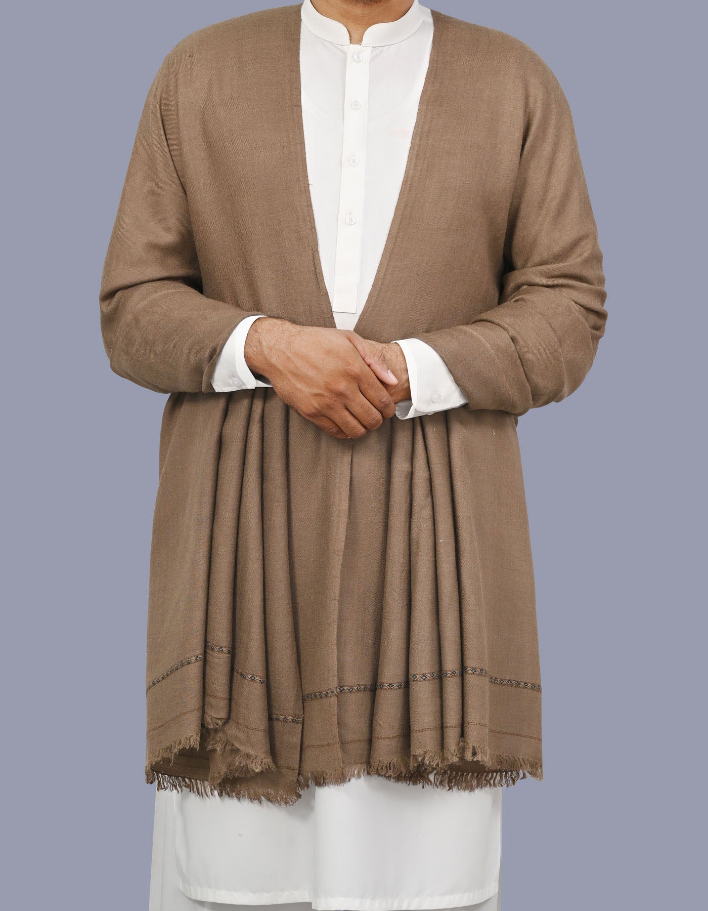 Brown Plain Wool Blend Men Shawl