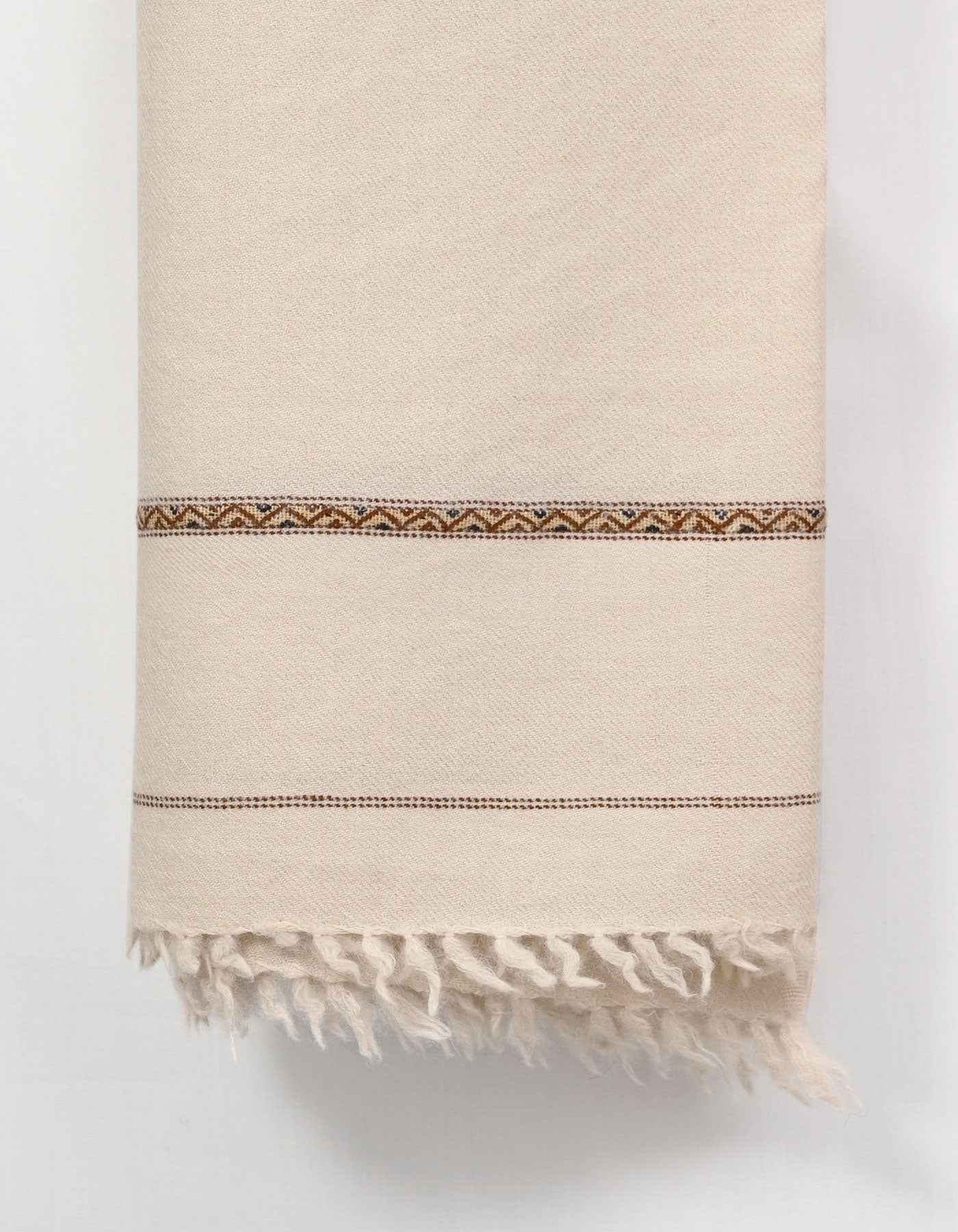 Ivory Plain Wool Blend Men Shawl