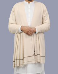 Ivory Plain Wool Blend Men Shawl