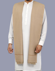 Ivory Plain Wool Blend Men Shawl