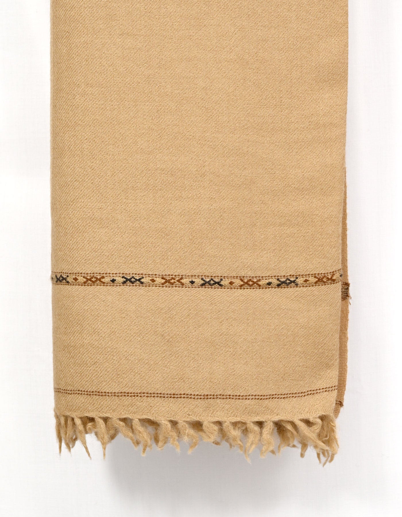 Beige Plain Wool Blend Men Shawl