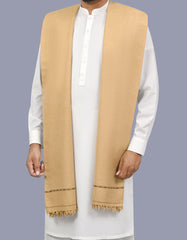 Beige Plain Wool Blend Men Shawl