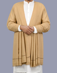 Beige Plain Wool Blend Men Shawl