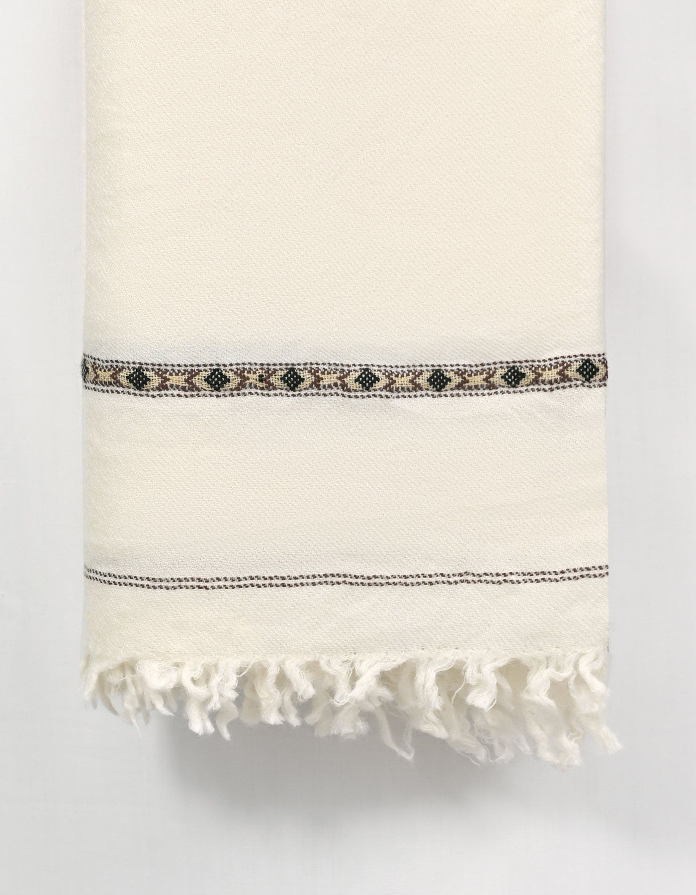 Off White Plain Wool Blend Men Shawl