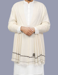 Off White Plain Wool Blend Men Shawl