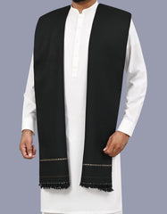 Black Plain Wool Blend Men Shawl