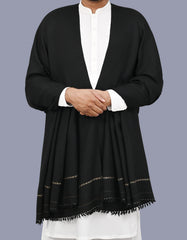 Black Plain Wool Blend Men Shawl