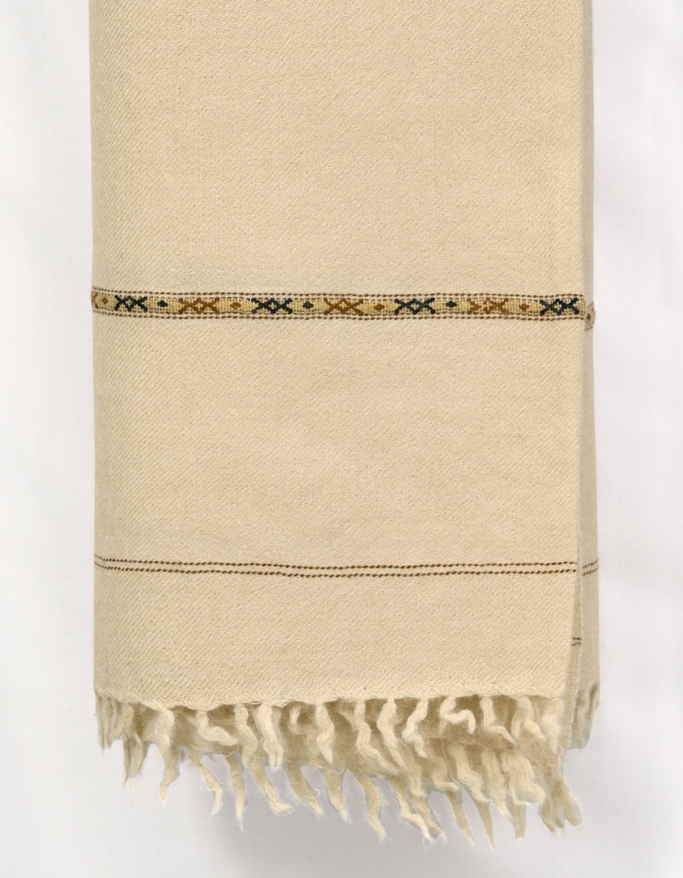 Ivory Plain Wool Blend Men Shawl