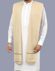 Ivory Plain Wool Blend Men Shawl
