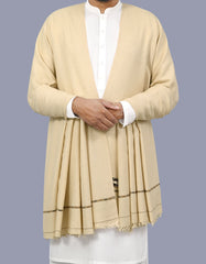Ivory Plain Wool Blend Men Shawl