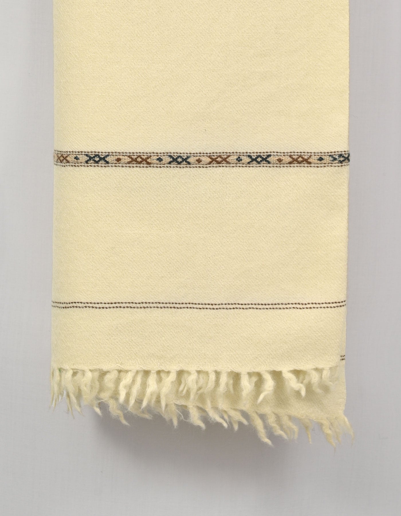 Cream Plain Wool Blend Men Shawl