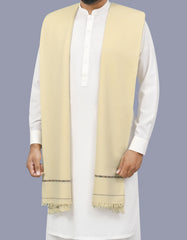 Cream Plain Wool Blend Men Shawl