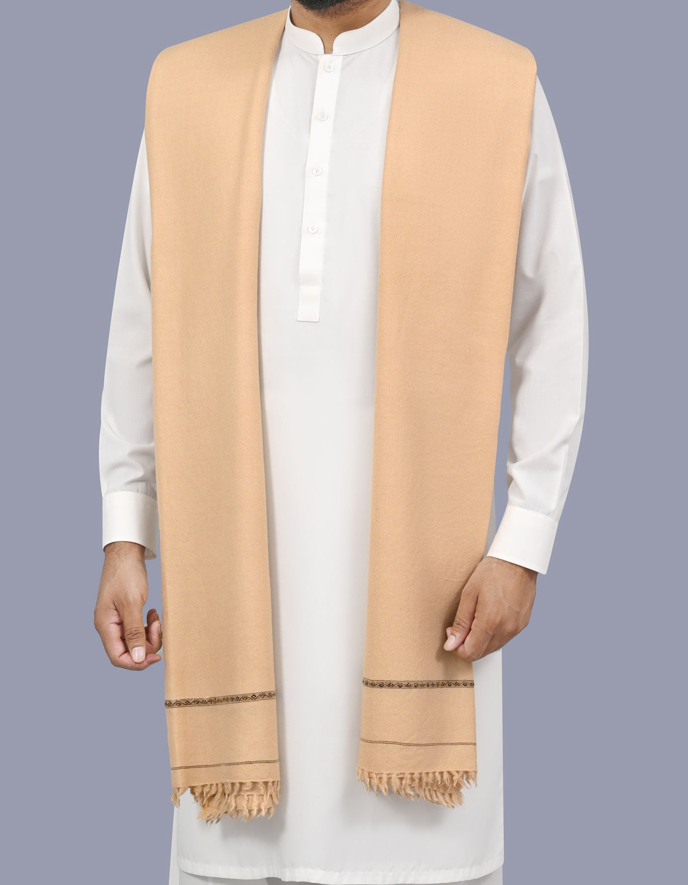 Skin Plain Wool Blend Men Shawl