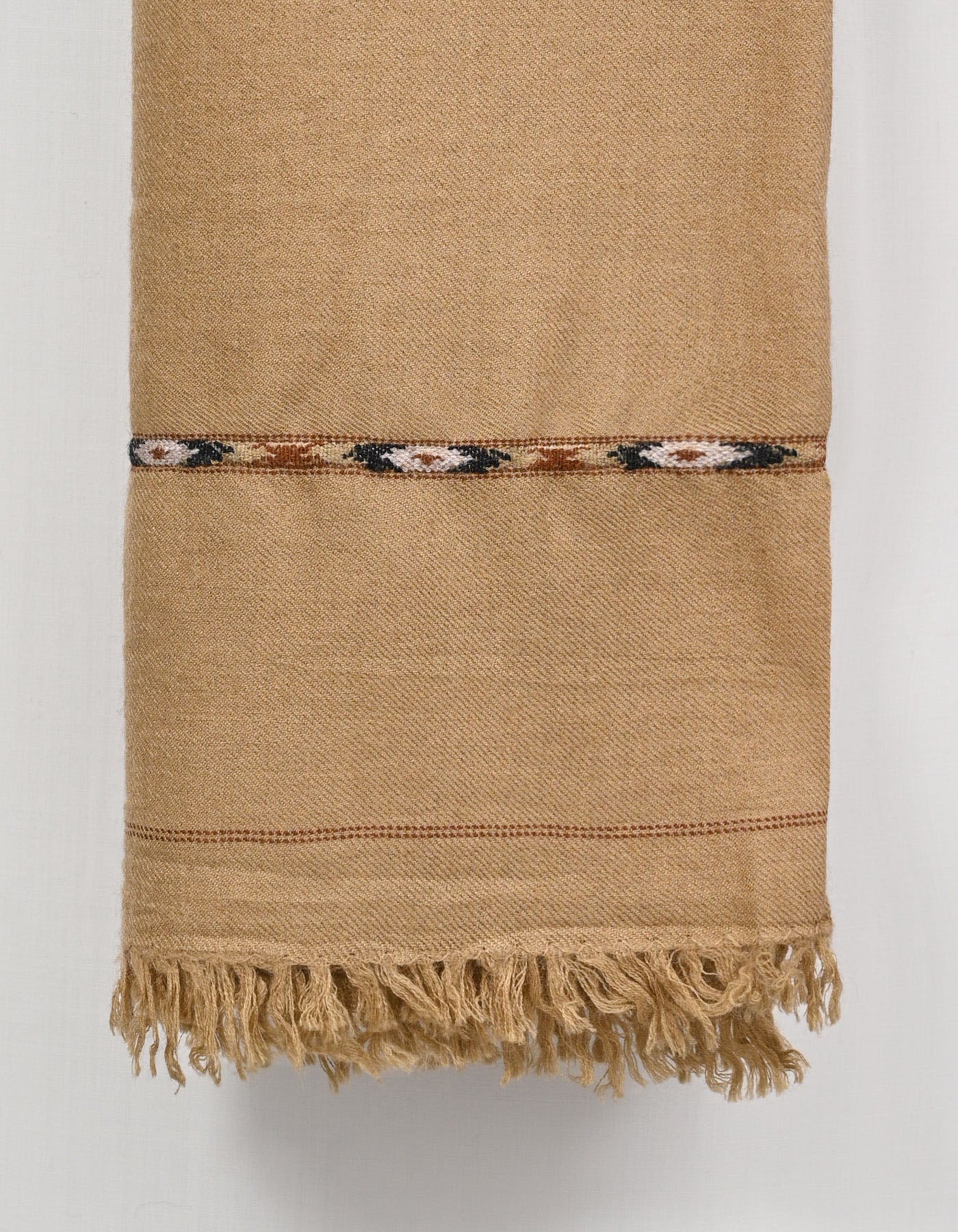 Camel Plain Wool Blend Men Shawl