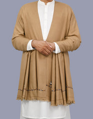 Camel Plain Wool Blend Men Shawl