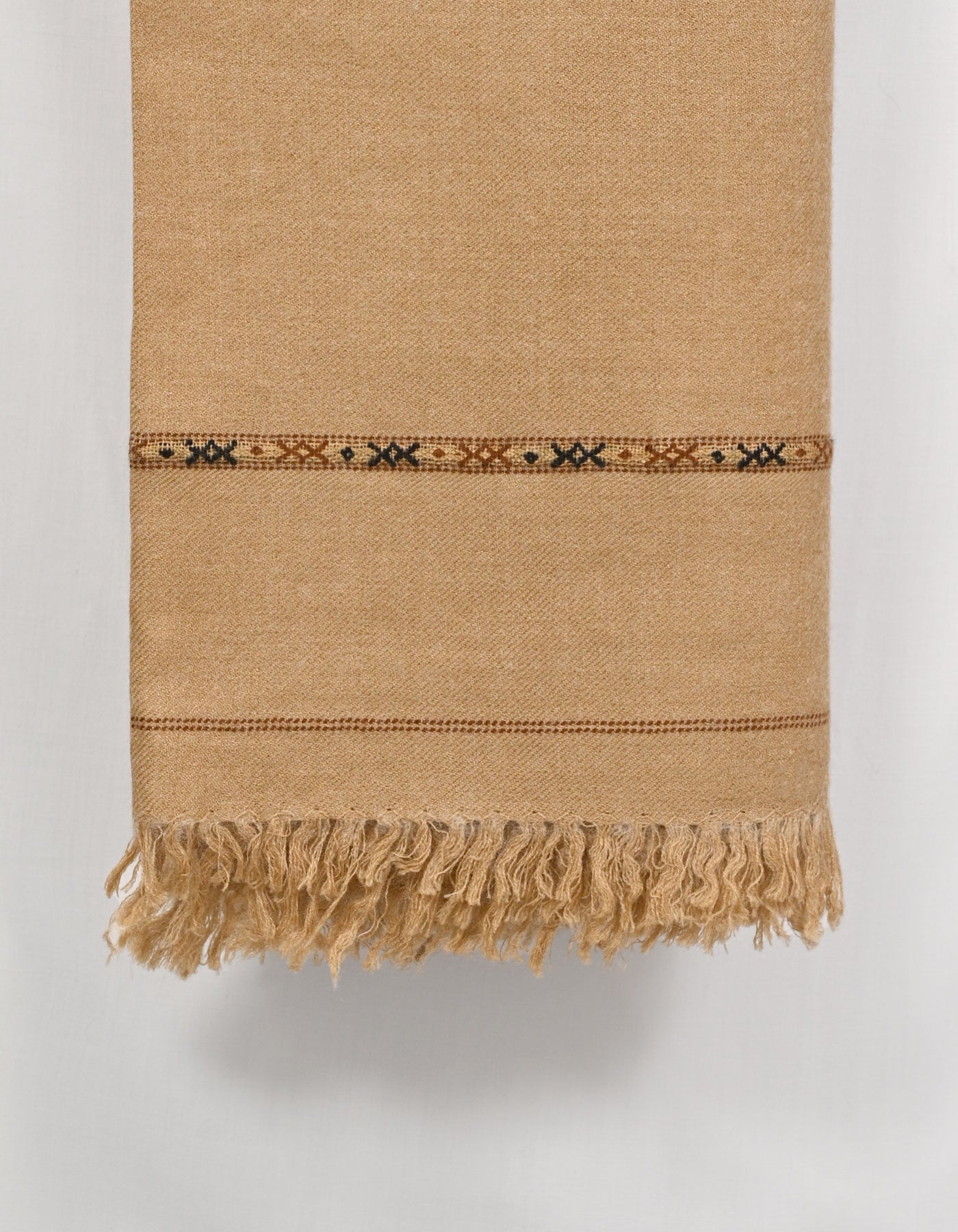 Camel Plain Wool Blend Men Shawl