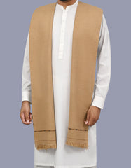 Camel Plain Wool Blend Men Shawl