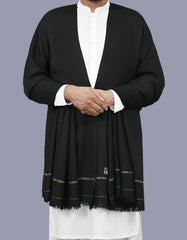 Black Plain Wool Blend Men Shawl