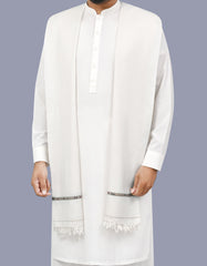 White Plain Wool Blend Men Shawl