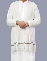 White Plain Wool Blend Men Shawl