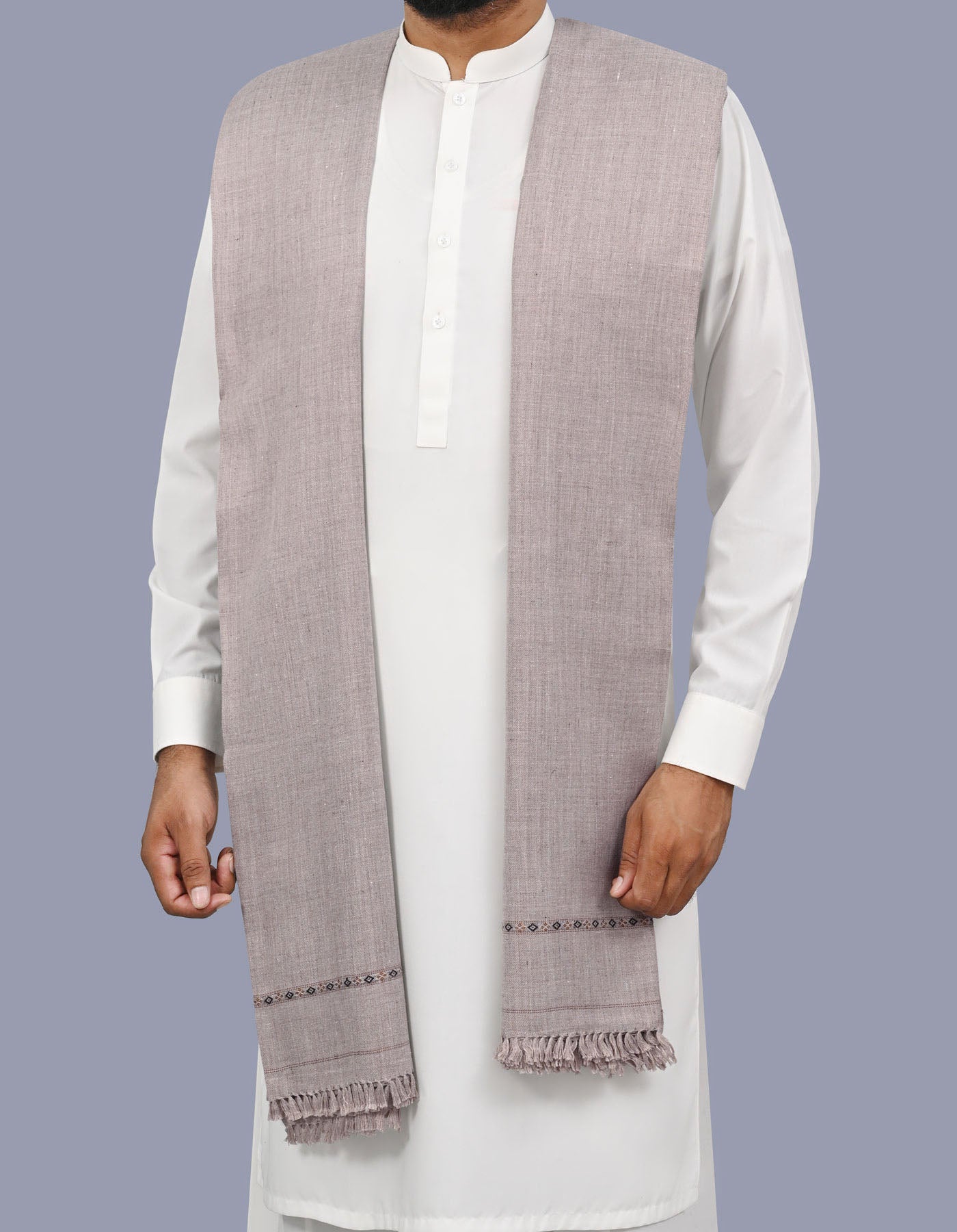 Grey Plain Wool Blend Men Shawl