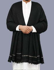 Black Plain Wool Blend Men Shawl