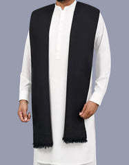 Navy Plain Wool Blend Men Shawl