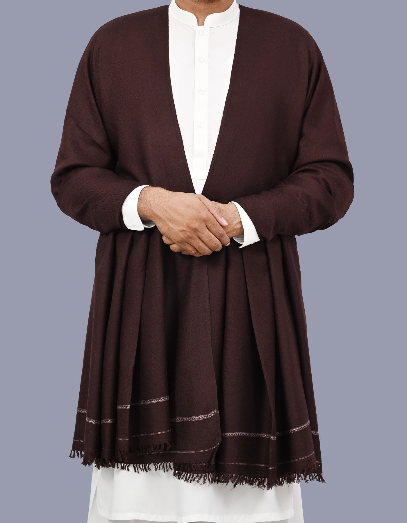 Brown Plain Wool Blend Men Shawl