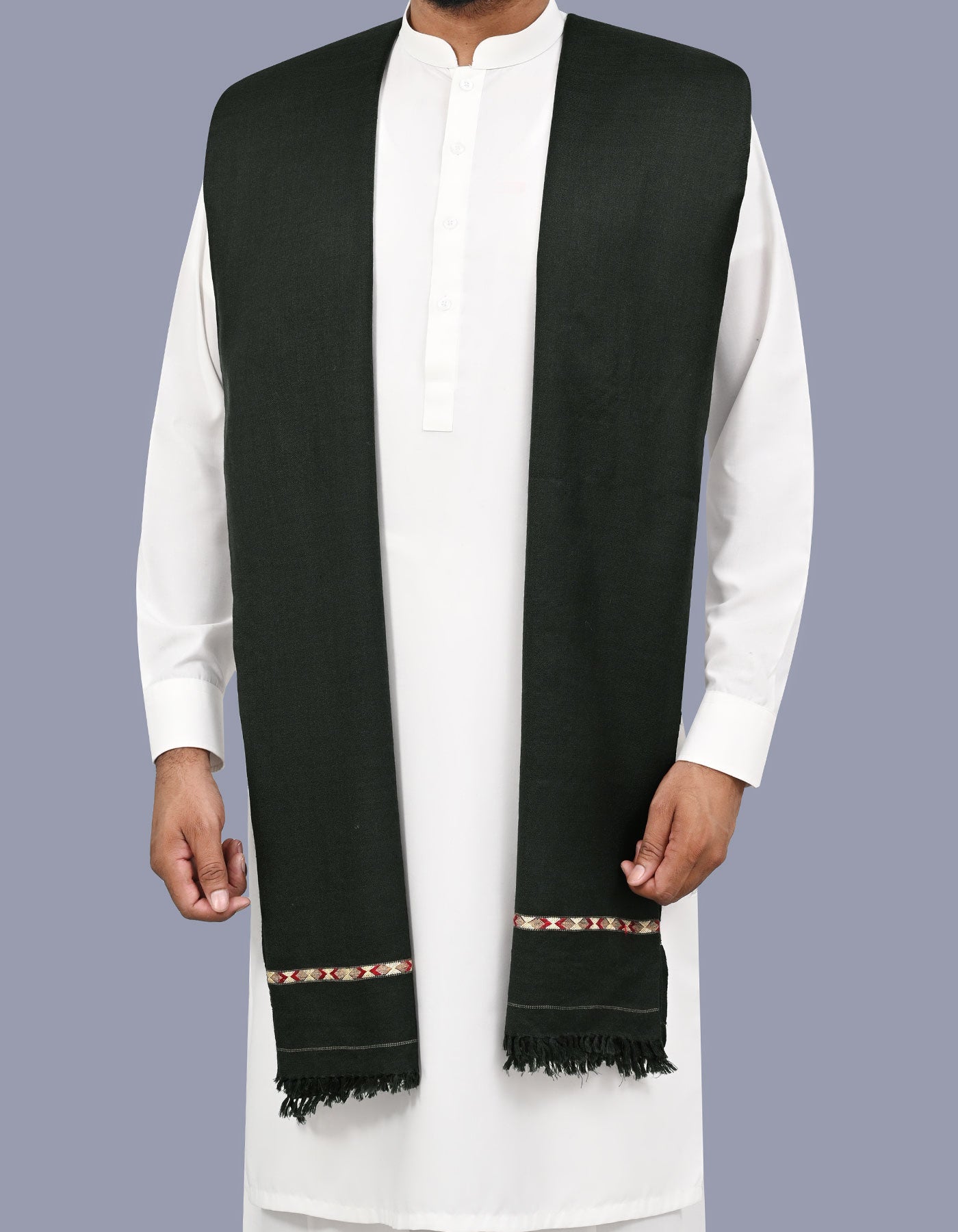 D Grey Plain Wool Blend Men Shawl