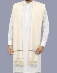 White Plain 100% Wool Men Shawl