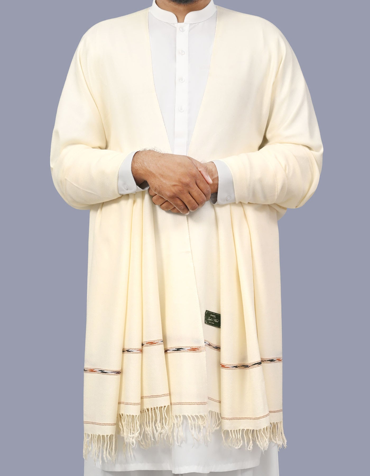 White Plain 100% Wool Men Shawl