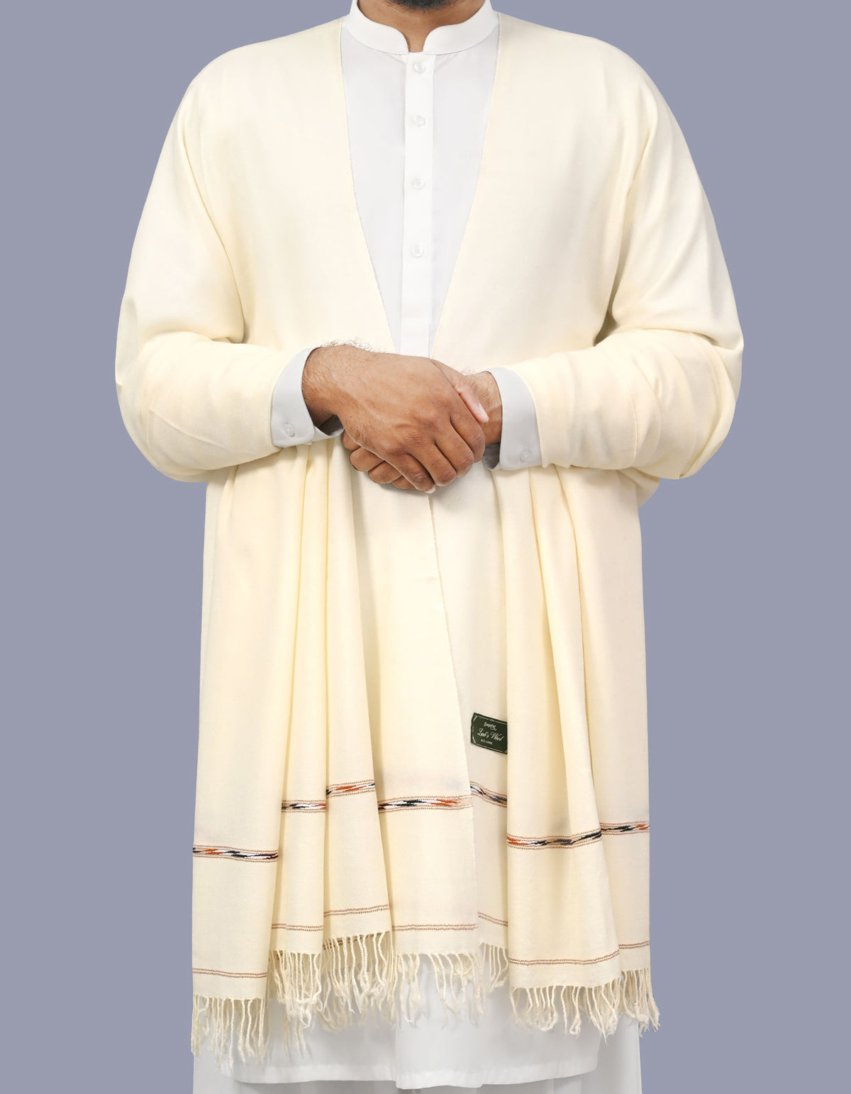 White Plain 100% Wool Men Shawl