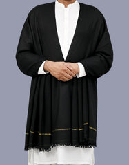 Black Plain 100% Wool Men Shawl