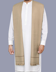 L Brown Plain 100% Acrylic Men Shawl