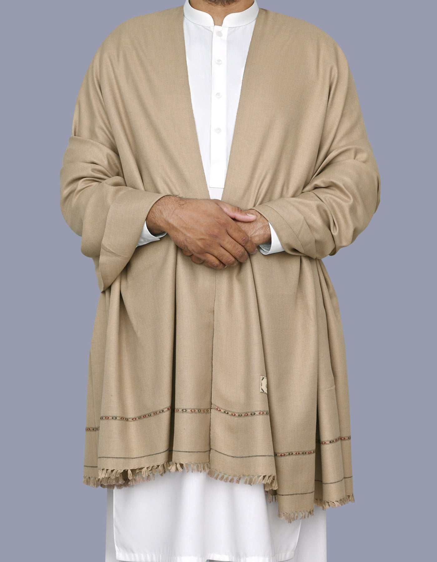 L Brown Plain 100% Acrylic Men Shawl