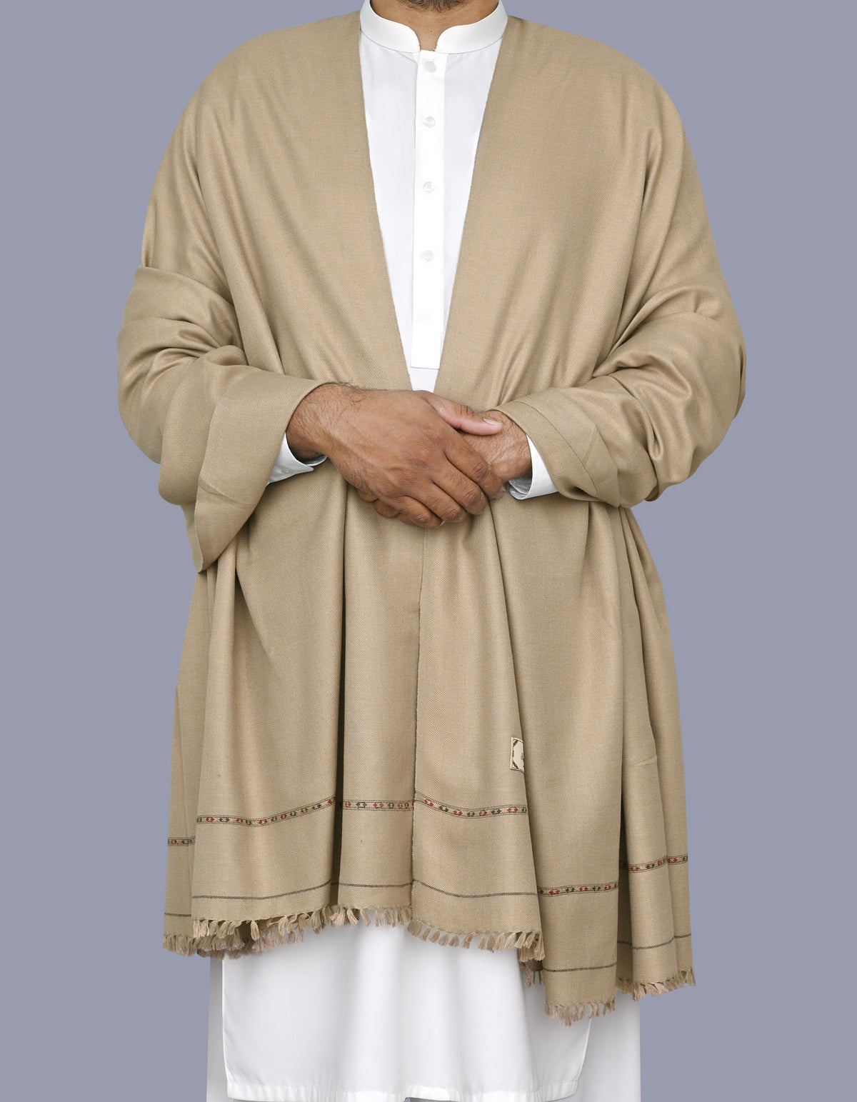 L Brown Plain 100% Acrylic Men Shawl