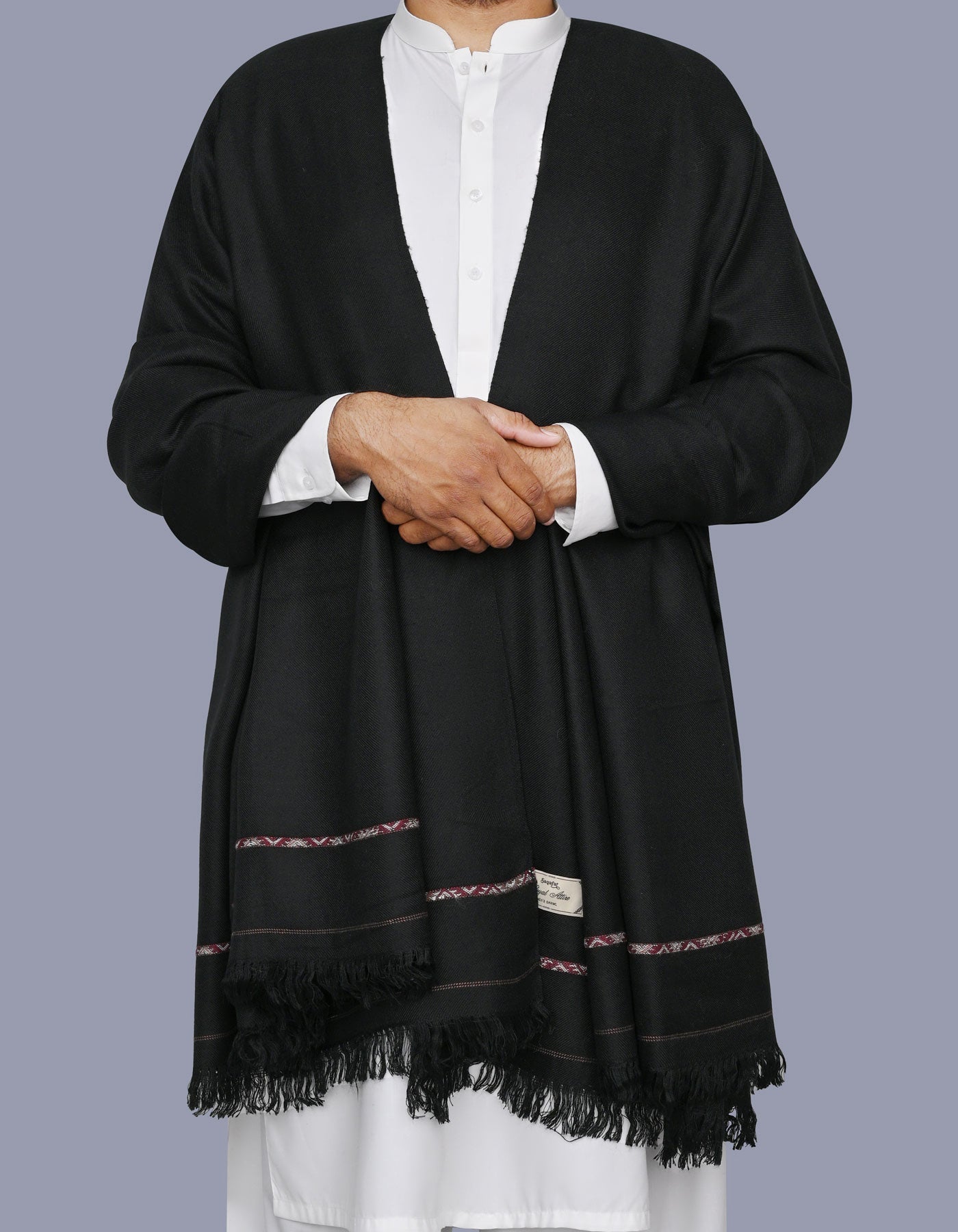 Black Plain New Wool Men Shawl