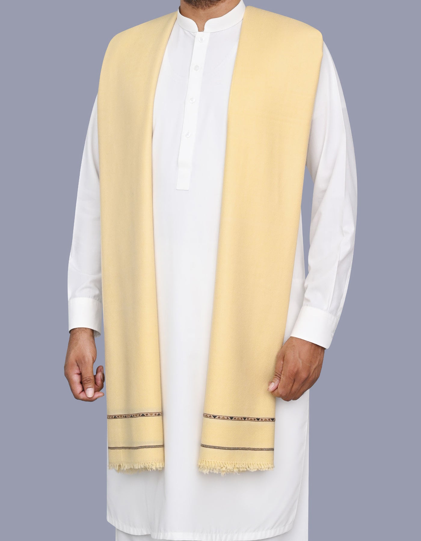 Fawn Plain Virgin Wool Men Shawl