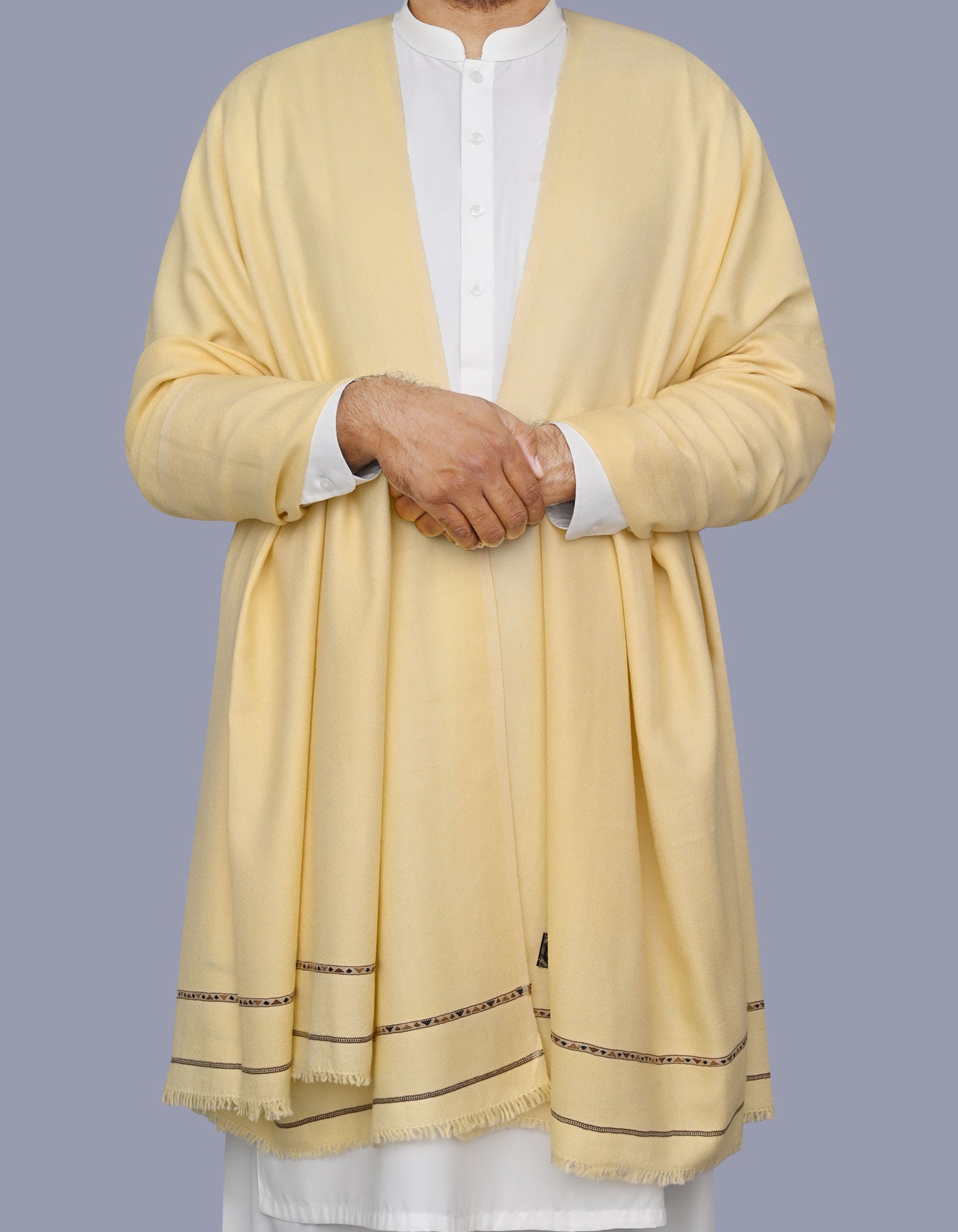 Fawn Plain Virgin Wool Men Shawl