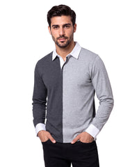 Charcoal Color Block Rugby Polo