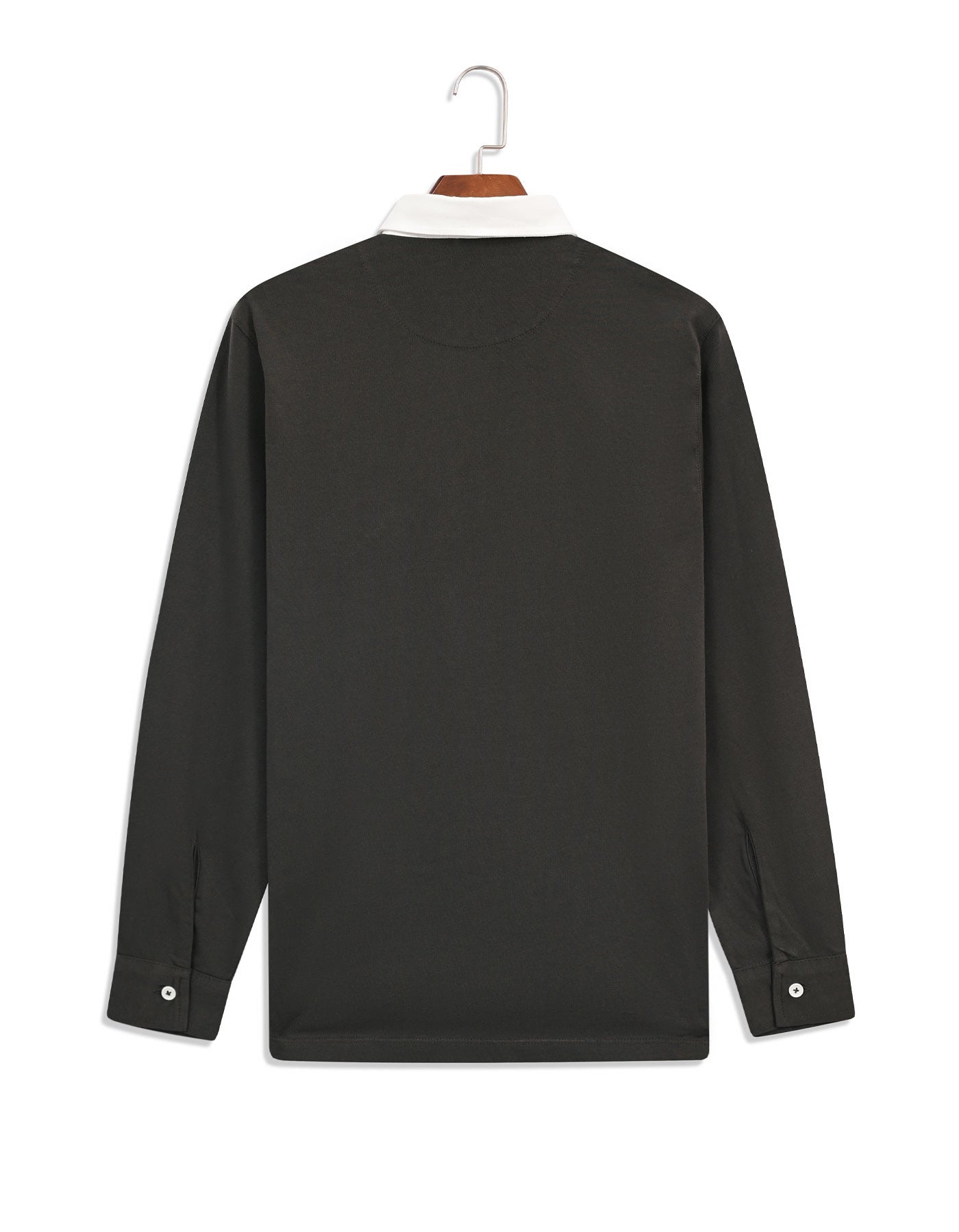 Moss Plain Contrast Collar Cotton Rugby Polo