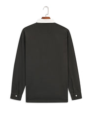 Moss Plain Contrast Collar Cotton Rugby Polo