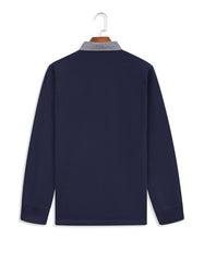Navy Signature Embroidery Cotton Rugby Polo