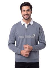 Aura Blue Graphic Relaxed Rugby Polo