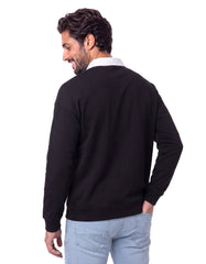 Black Graphic Relaxed Rugby Polo