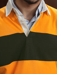 Mustard Color Block Relaxed Rugby Polo