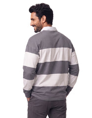 Charcoal Color Block Relaxed Rugby Polo