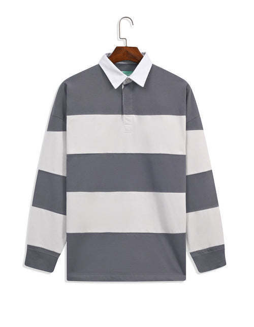 Charcoal Color Block Relaxed Rugby Polo