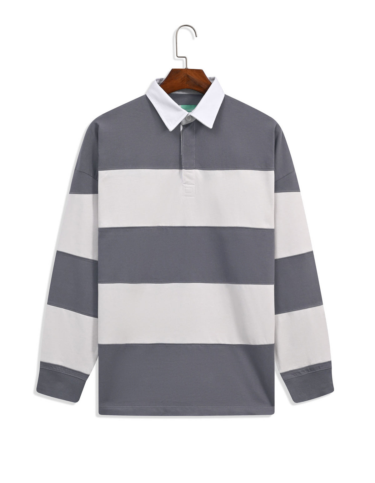 Charcoal Color Block Relaxed Rugby Polo