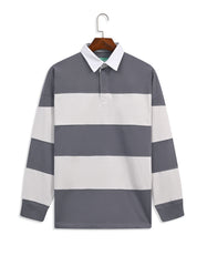 Charcoal Color Block Relaxed Rugby Polo